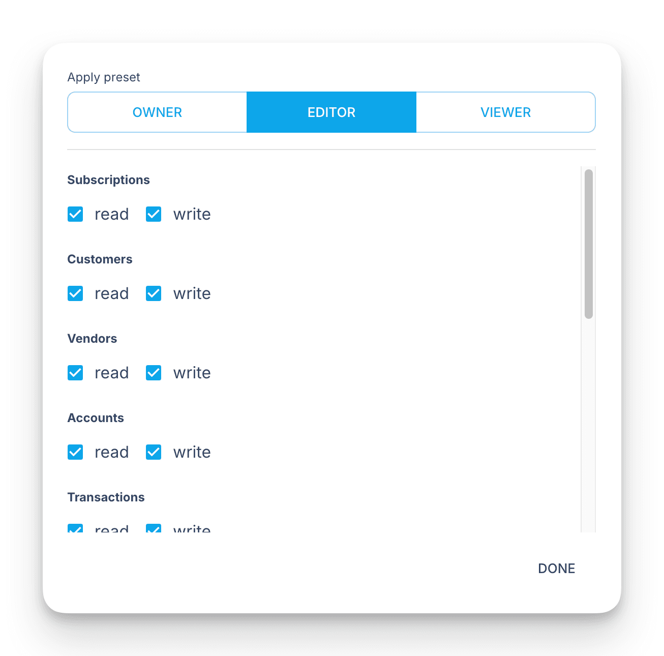 Granular permissions for team and API keys