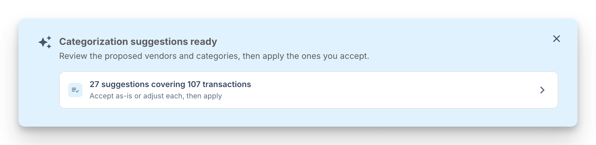 AI categorization suggestions