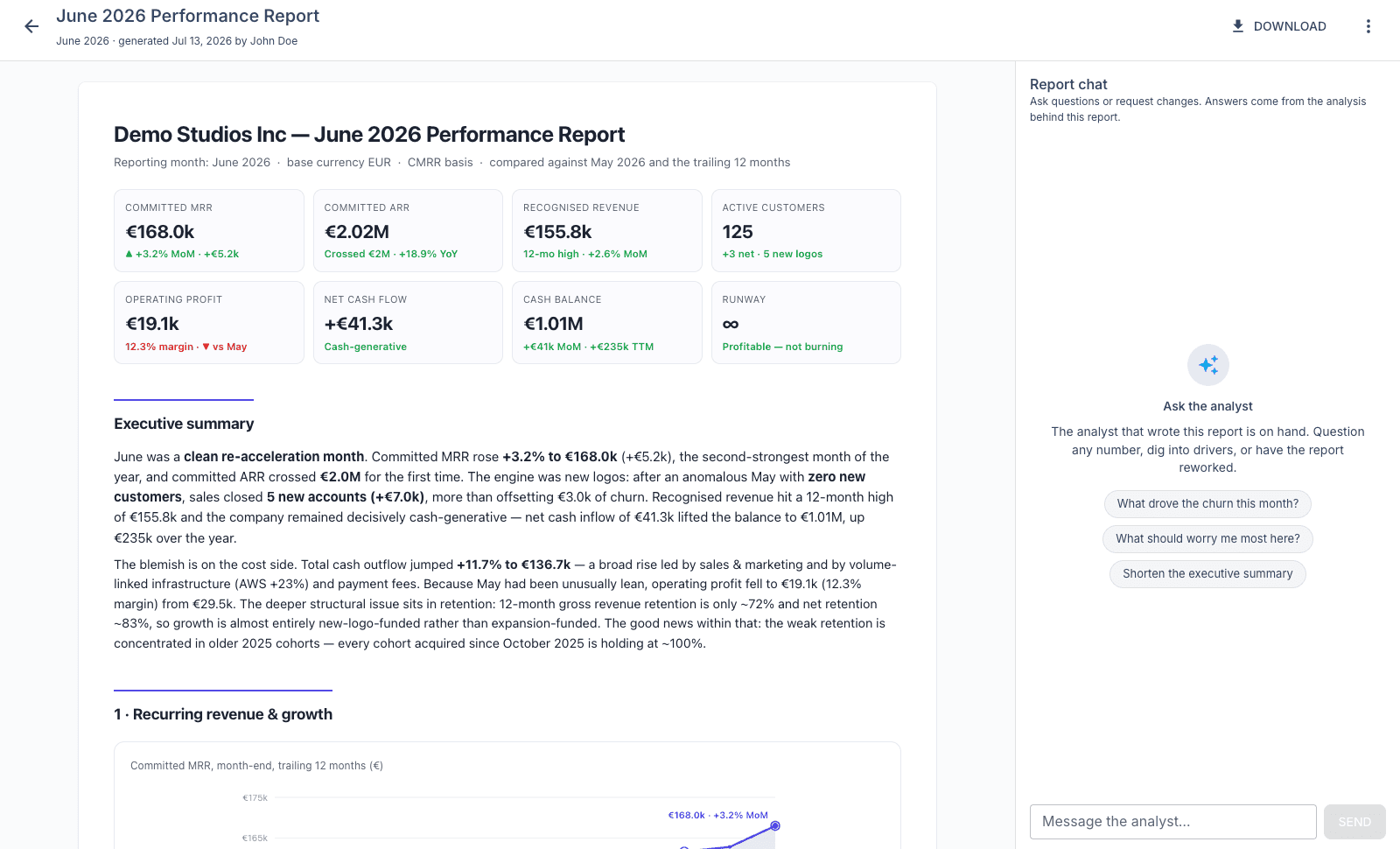 An AI analyst writes your monthly deep dive